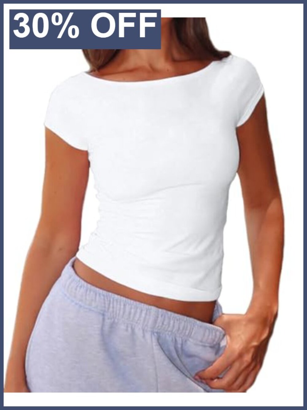 Women's Boat Neck Short Sleeve Baby Tee Cotton T-Shirt Going Out Top